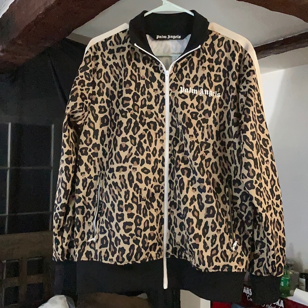 Palm Angels Cheetah Print track zip up jacket